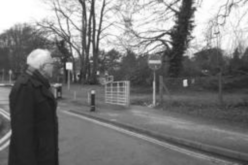 Cllr Steve Day considers the potential conflict of vehicles and pedestrians at a re-aligned campus exit road.